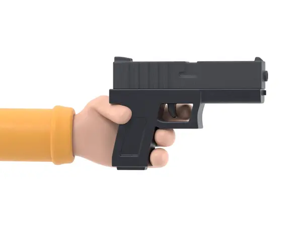 おもちゃの銃を持った手 ホワイトバックで孤立 — ストック写真