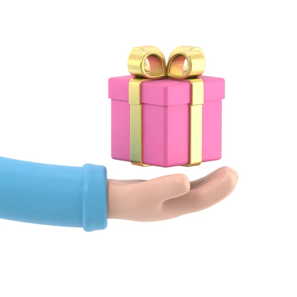 Blauw Geschenkdoosje Met Rood Lint Strikje Witte Ondergrond Kerstmis Nieuwjaarsconcept — Stockfoto