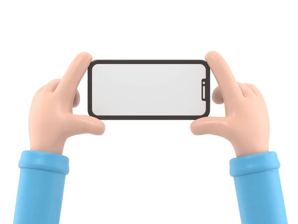 Ręce Trzymając Smartfona Odizolowany Białym Ilustracja — Zdjęcie stockowe