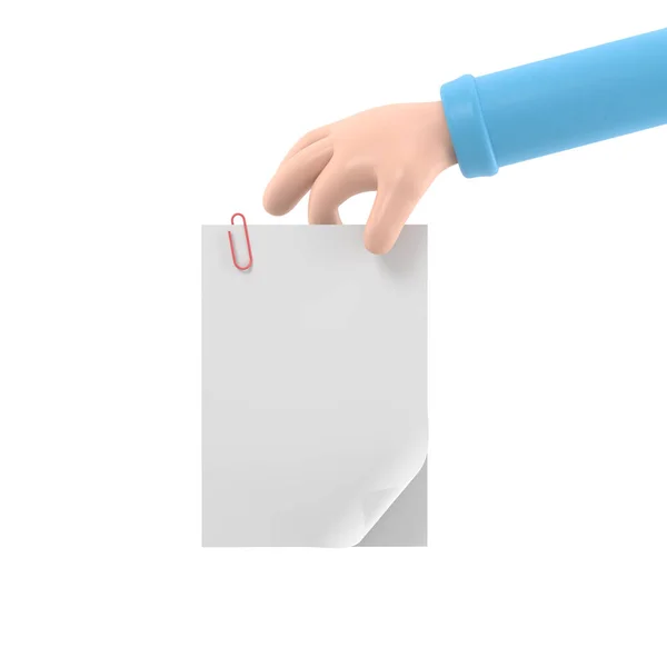 Hand Halten Papier Isoliert Auf Weißem Hintergrund — Stockfoto