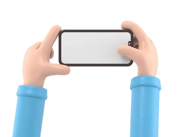 Hand Holding Mobile Smartphone Blank Screen Isolated White Background Illustration — Stock Photo, Image