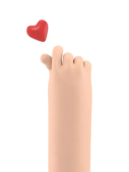 Rendering Hand Showing Heart Shape Isolated White — Stock Photo, Image