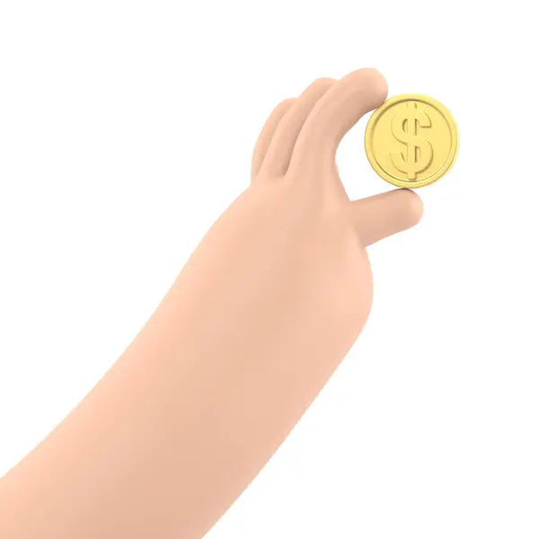 Hand Coin Rendering — Stock Photo, Image