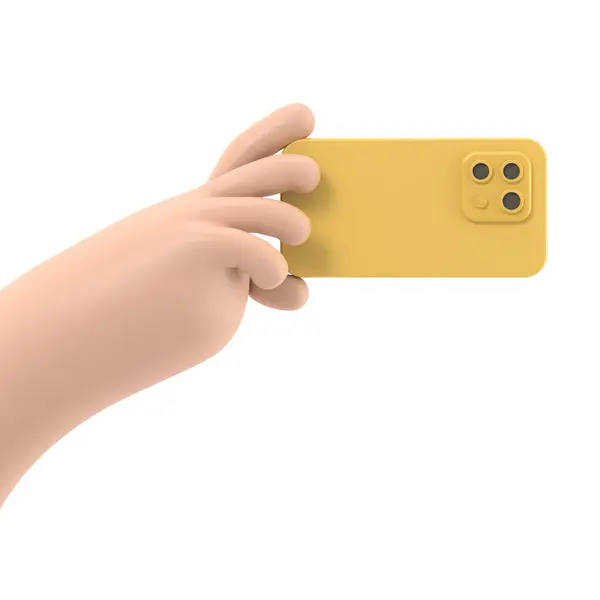 携帯電話を搭載した手の3Dレンダリング — ストック写真