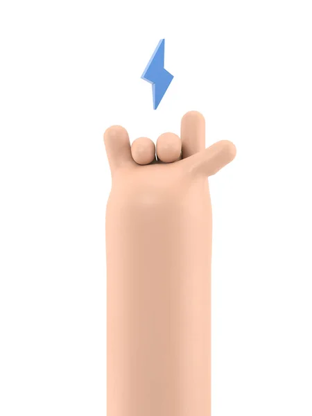 人的手的3D绘制 手指指向下 在白色背景下隔绝 — 图库照片
