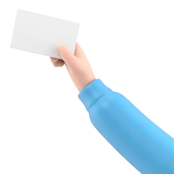 Hand Blank Card Isolated White Background — Stock Photo, Image