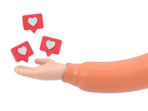 Mão Segurando Coração Vermelho Isolado Fundo Branco — Fotografia de Stock