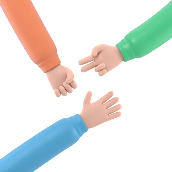Två Händer Män Som Håller Färgad Plast Isolerad — Stockfoto