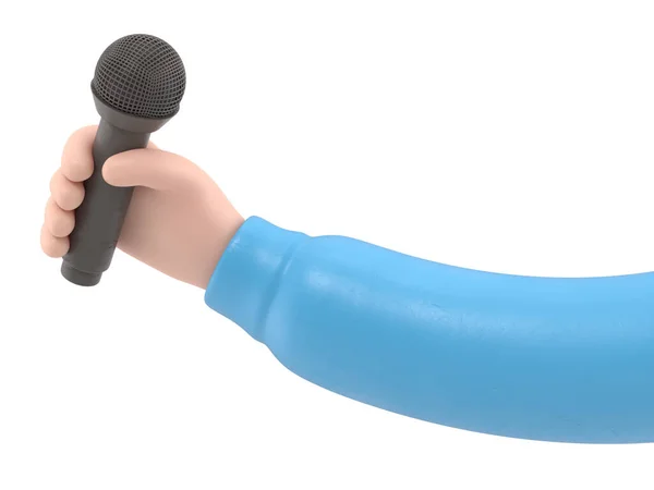Microphone Bleu Main Féminine Rendu — Photo