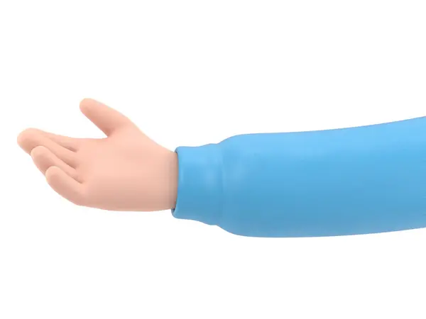 Mão Luva Azul Com Dedos Azuis Fundo Branco — Fotografia de Stock