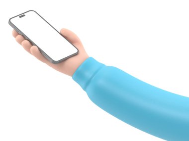 Akıllı bir telefonu tutan el. 3 Boyutlu Hazırlama