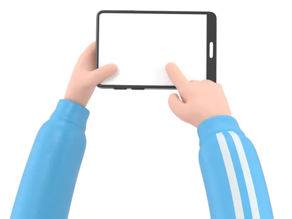 Hand Holding Tablet Isolated White Background — Stock Photo, Image