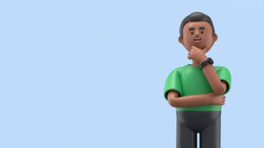 Çizgi film karakterlerinin 3 boyutlu tasviri iş kavramı. İnsanlar çeşitli pozlarda, ellerinde aletler ve hareketler tutuyorlar. kariyer materyali 3D oluşturma