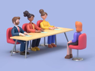 Çizgi film karakterlerinin 3 boyutlu tasviri iş kavramı. İnsanlar çeşitli pozlarda, ellerinde aletler ve hareketler tutuyorlar. kariyer materyali 3D oluşturma
