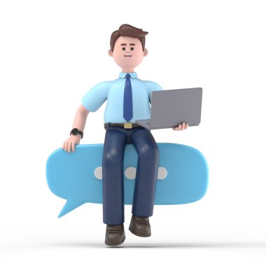 Çizgi film karakterlerinin 3 boyutlu tasviri iş kavramı. İnsanlar çeşitli pozlarda, ellerinde aletler ve hareketler tutuyorlar. kariyer materyali 3D oluşturma