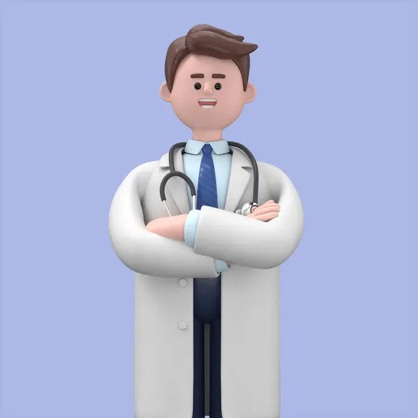 Personagem Médico Dos Desenhos Animados Ilustração — Fotografia de Stock