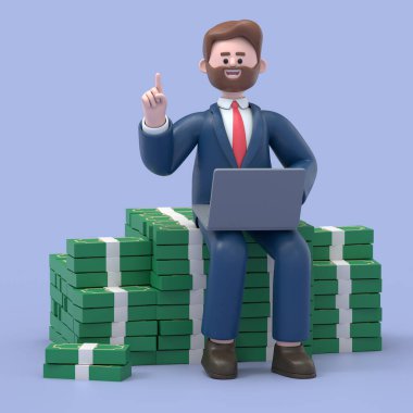 Paralı iş adamının 3 boyutlu resmi