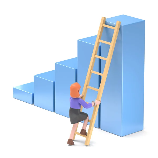 Mulher Negócios Escalando Escada Conceito Negócio — Fotografia de Stock