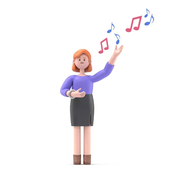 Візуалізація Дівчини Слухає Музику — стокове фото