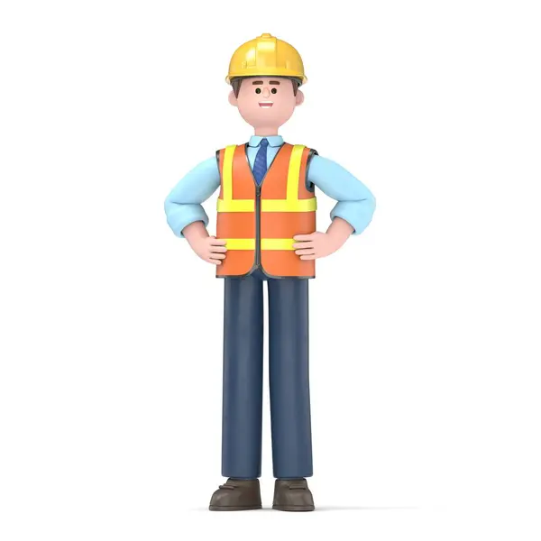 Cartoon Character Worker Rendering — Stock Photo, Image