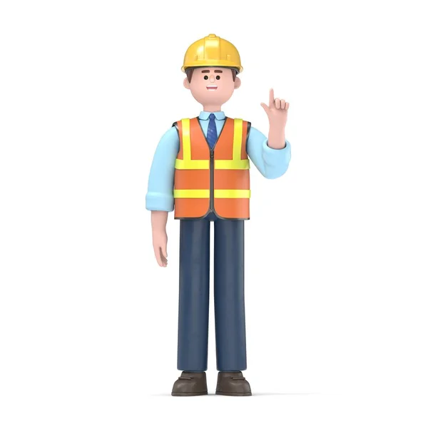 Utförande Byggnadsarbetare Skyddsväst Och Skyddshjälm — Stockfoto