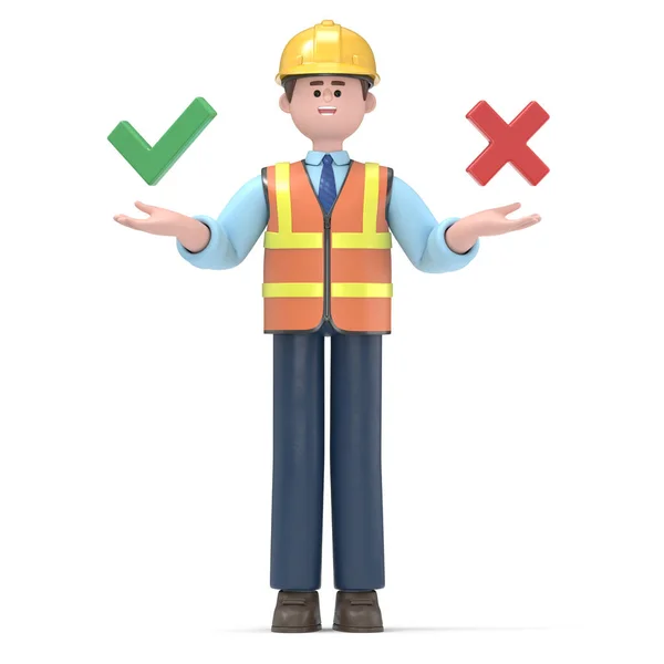 Rendering Man Safety Vest Vest Green Sign Sign Construction — Stock Photo, Image