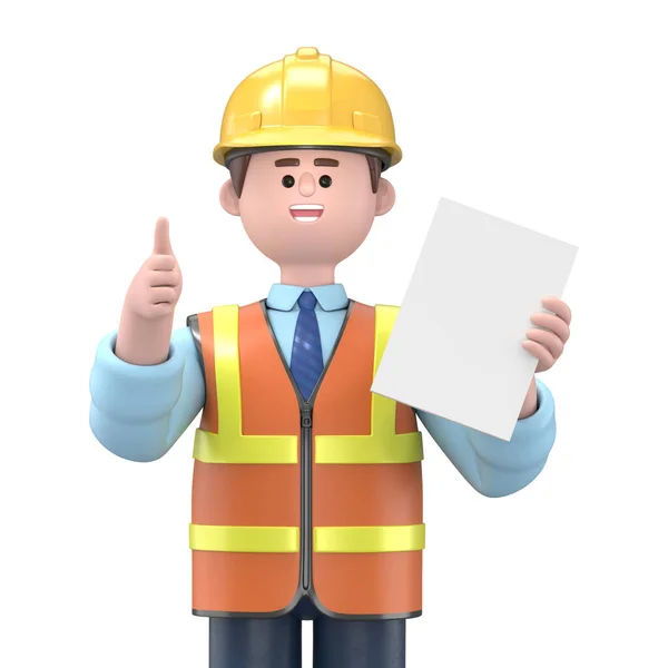 Man Construction Helmet Blank Board — Stock Photo, Image