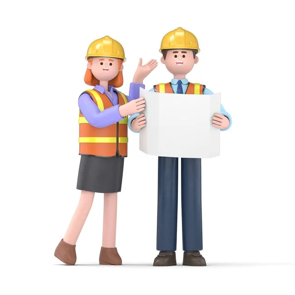 Engineer Architect Engineer Engineer Architect Construction Workers Construction Worker Illustration — Stock Photo, Image