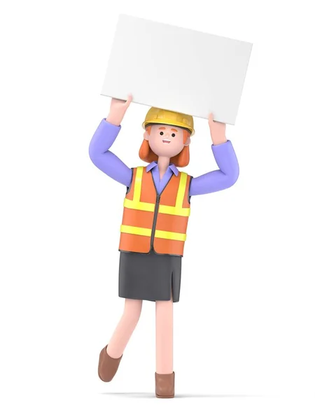 3D渲染 卡通人物与建筑工人 建筑工人 — 图库照片