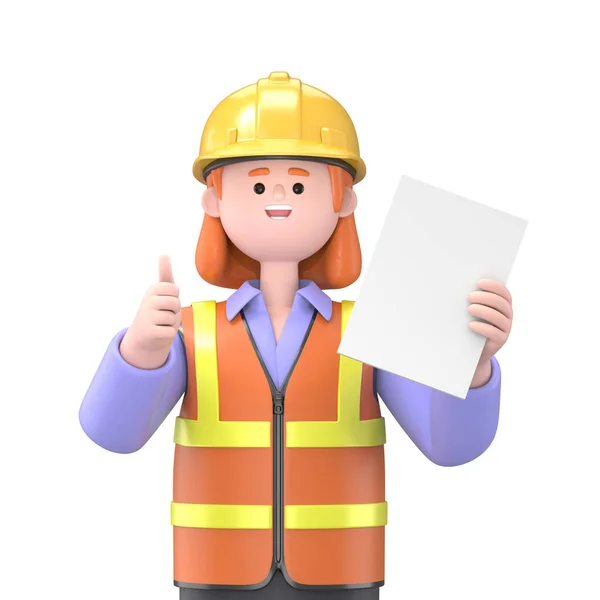 Render Construction Worker Clipboard — Stock Photo, Image