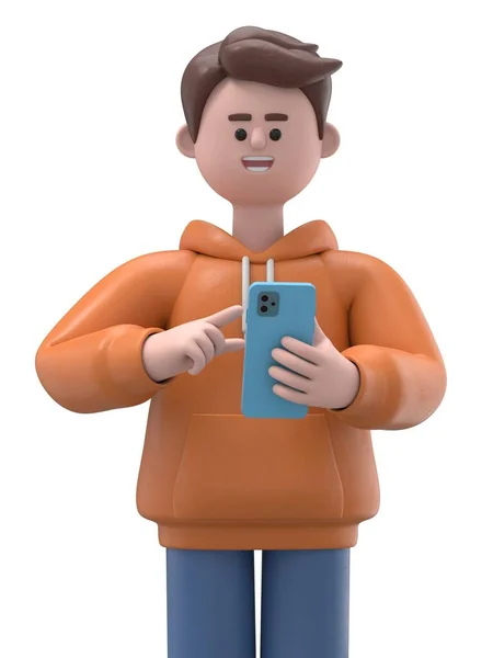Young Man Taking Selfie Smartphone Illustration — Stock Photo, Image