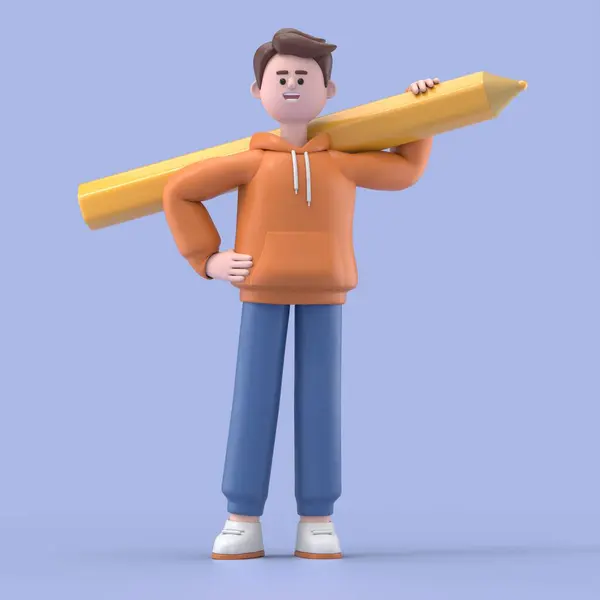 鉛筆で3Dキャラクター Dイラスト — ストック写真