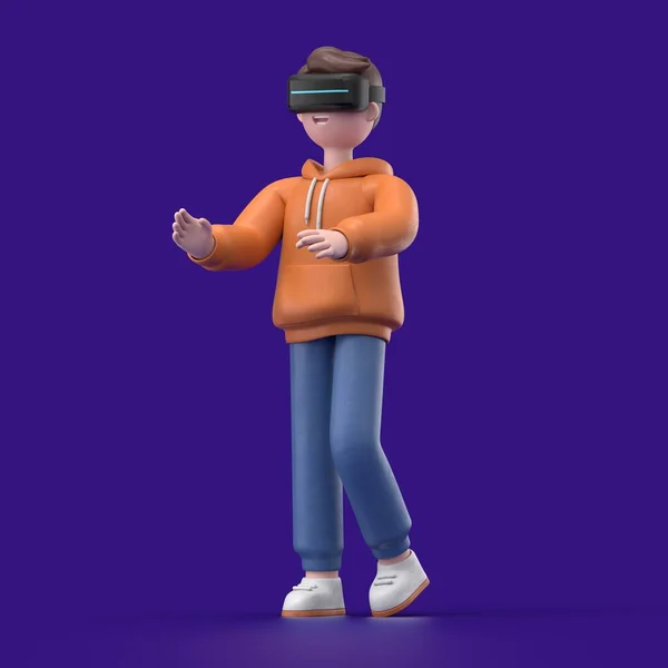 Візуалізація Людини Гарнітурі Використання Гарнітури Віртуальному Екрані — стокове фото