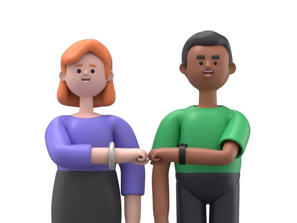 3 d rendering of a man and woman with a toy