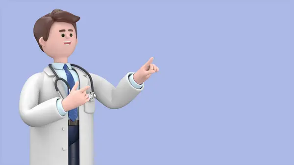 Doctor Pointing Right Pointing — Stock Photo, Image