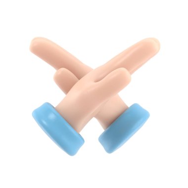 Çizgi film Jest Simgesi Mockup.İnsanlar çeşitli jestler yapar. Jest ikonu. Çeşitli aletlerle insan eli. Beyaz arkaplanda 3B görüntüleme.