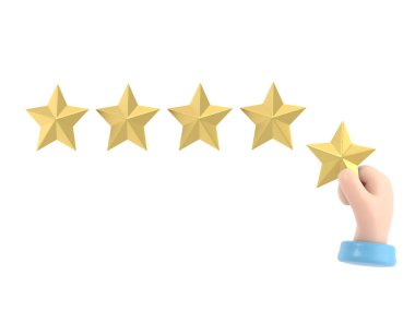 Çizgi film Jest Simgesi Mockup.İnsanlar çeşitli jestler yapar. Jest ikonu. Çeşitli aletlerle insan eli. Beyaz arkaplanda 3B görüntüleme.