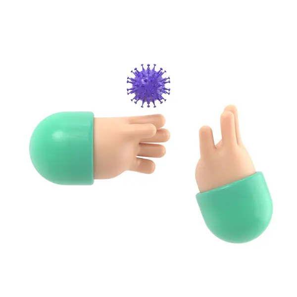 Bacteria Hand Coronavirus Transmitted Handshake Gesture Physical Contact Illustration Cartoon — Stock Photo, Image