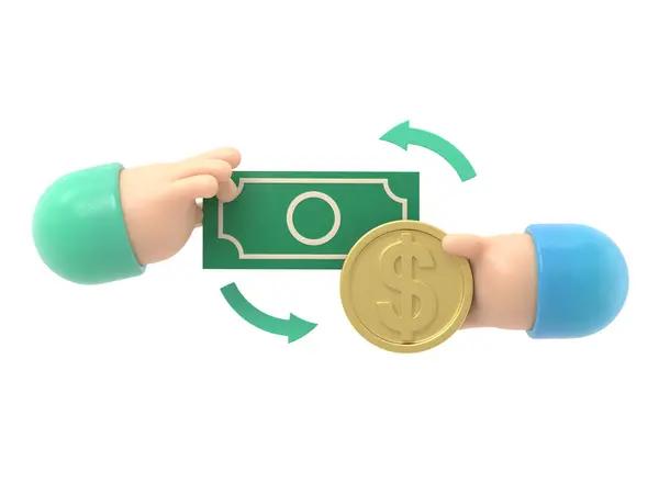 Ανταλλαγή Νομισμάτων Μέσω Banknot Κρατώντας Χρήματα Στην Επιχειρηματική Ιδέα Χέρι — Φωτογραφία Αρχείου