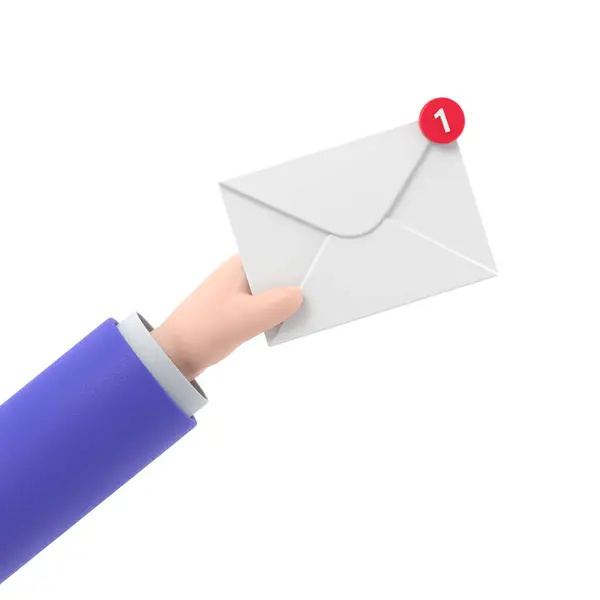 收到消息的概念 电子邮件进来的消息 Sms 邮件递送服务 包在手上 接收邮件 支持具有透明背景的Png文件 — 图库照片