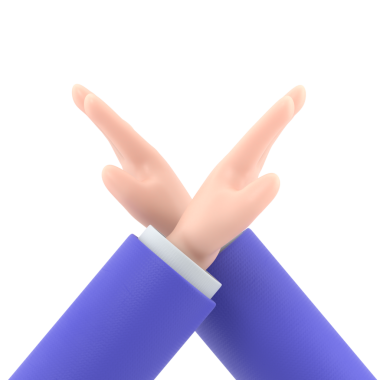 El hareketlerini çapraz yap. Reddedilme ifadesi kollarını kavuşturuyor. Olumsuz sembol. Dur işareti. Hayır demek. Savunma ya da kısıtlama. 3D çizim düz tasarım. Beyaz arkaplanda izole.