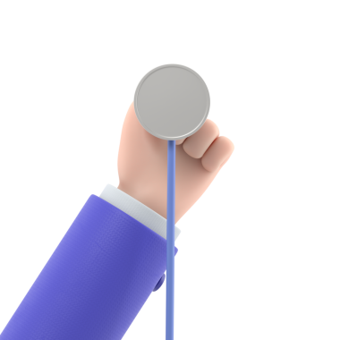 Tıbbi teşhis konsepti analizi, araştırma. Web afişi. Doktor tıbbi steteskop tutuyor, arka planda izole edilmiş. Çizim düz tasarım. Sağlık sigortası, tanı aracı. Kalp atışlarını dinle..