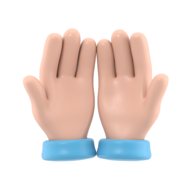 Çizgi film Jest Simgesi Mockup.İki el avuçlar yukarıda, üst görünüm, şeffaf arkaplan PNG dosyalarını destekler.