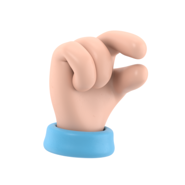 Çizgi film karakteri Icon Mockup.3D canlandırması. Parmaklar arasında boş bir boşluk olan elastik el ele tutuşması hareketi, şeffaf arkaplan ile PNG dosyalarını destekler.