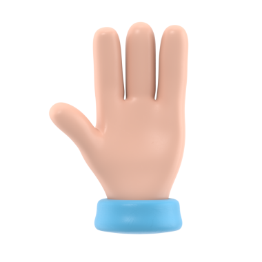 Çizgi film Jest Simgesi Mockup.Beş parmağı göstererek açılır, selamlama olarak uzatılır. Şeffaf arkaplan içeren PNG dosyalarını destekler.