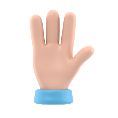 Çizgi film Jest Simgesi Mockup.Beş parmağı göstererek açılır, selamlama olarak uzatılır. Şeffaf arkaplan içeren PNG dosyalarını destekler.