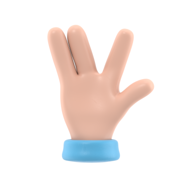 Çizgi film Jest Simgesi Mockup.Beş parmağı göstererek açılır, selamlama olarak uzatılır. Şeffaf arkaplan içeren PNG dosyalarını destekler.