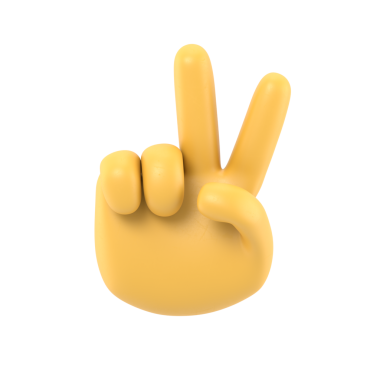 Şeffaf arkaplan modeli. İki parmak sosyal ikon. Çizgi film karakteri el zafer jesti. Şeffaf arkaplan içeren PNG dosyalarını destekler.