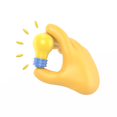 Çizgi film Jest Simgesi Mockup.3d simgesi elinde ampul jesti. karikatür harika fikir konsepti, şeffaf arkaplan PNG dosyalarını destekler.