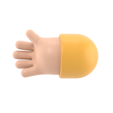 Çizgi film Jest Simgesi Mockup.Beş parmağı göstererek açılır, selamlama olarak uzatılır. Şeffaf arkaplan içeren PNG dosyalarını destekler.